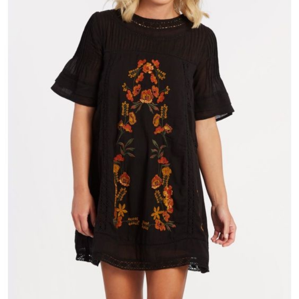Free People Black Floral Mini Dress